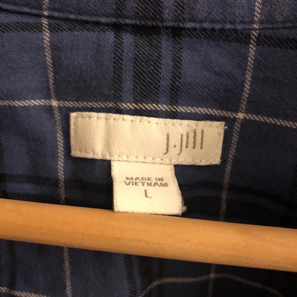 J Jill mixed tartan button up shirt. Blue plaid sz- XL - Picture 3 of 12